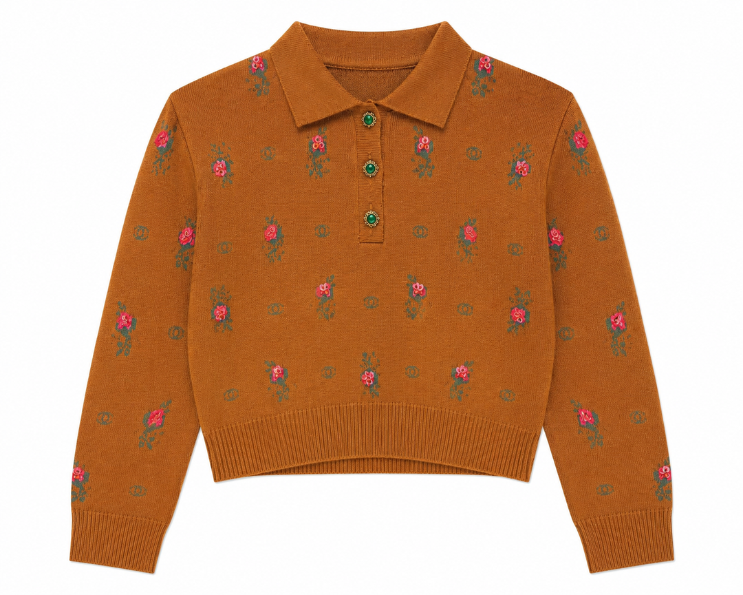 top l/s emerald buttons - rust