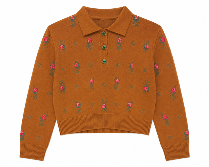 top l/s emerald buttons - rust