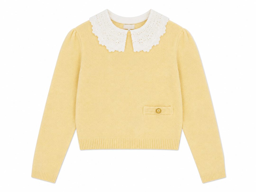 top l/s knit with collar - yellow