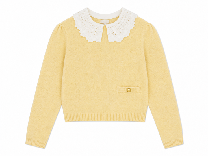 top l/s knit with collar - yellow