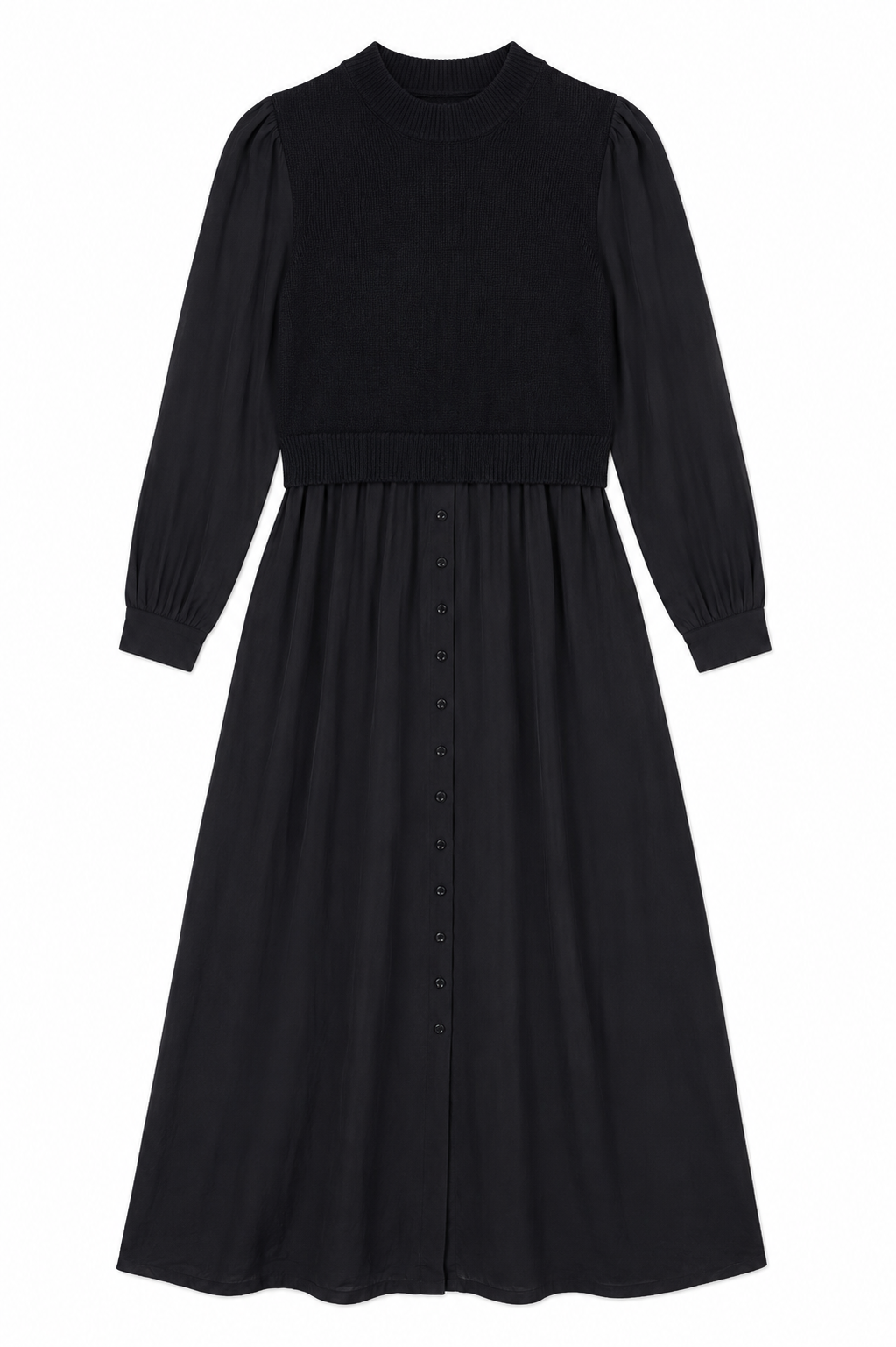 maxi dress knit vest - black