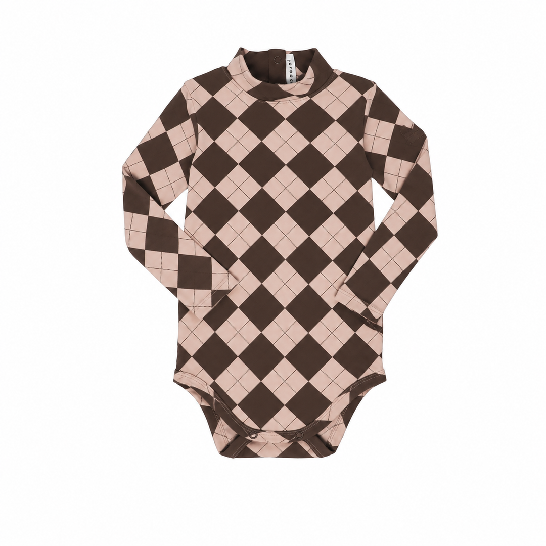 onesie argyle turtleneck - brown