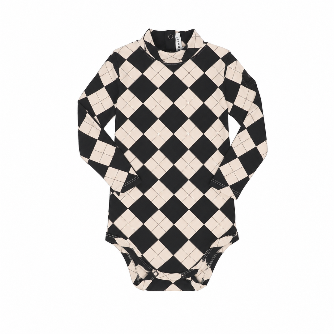 onesie argyle turtleneck - black