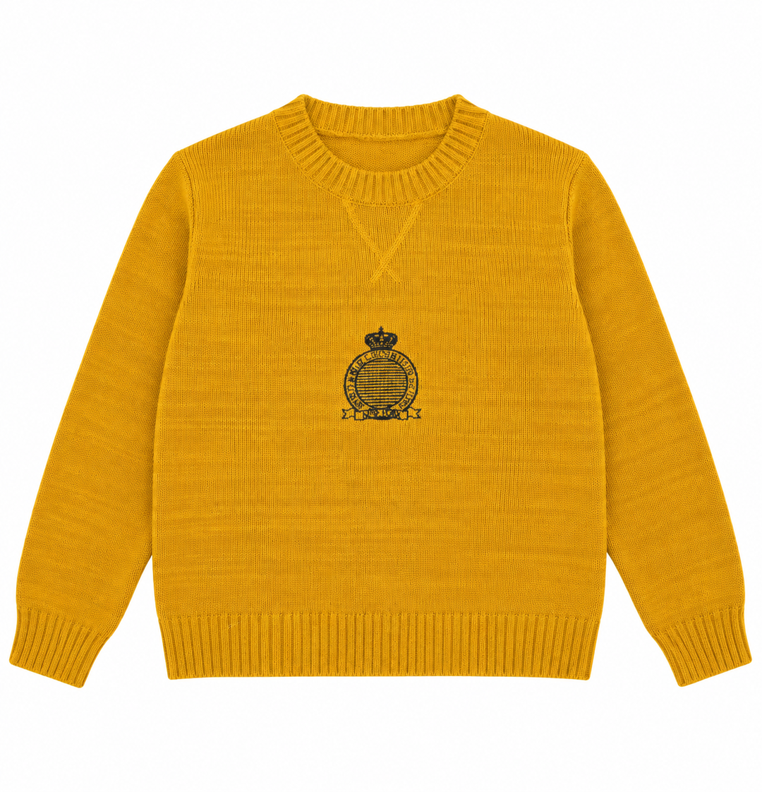 top l/s emblem knit crewneck sweater - mustard mix