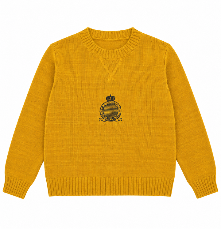 top l/s emblem knit crewneck sweater - mustard mix