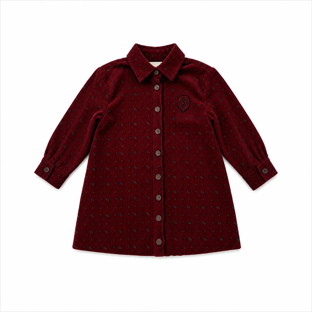 dress corduroy leopard print shirt style - brick red