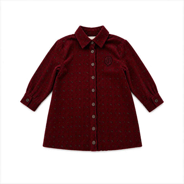 dress corduroy leopard print shirt style - brick red
