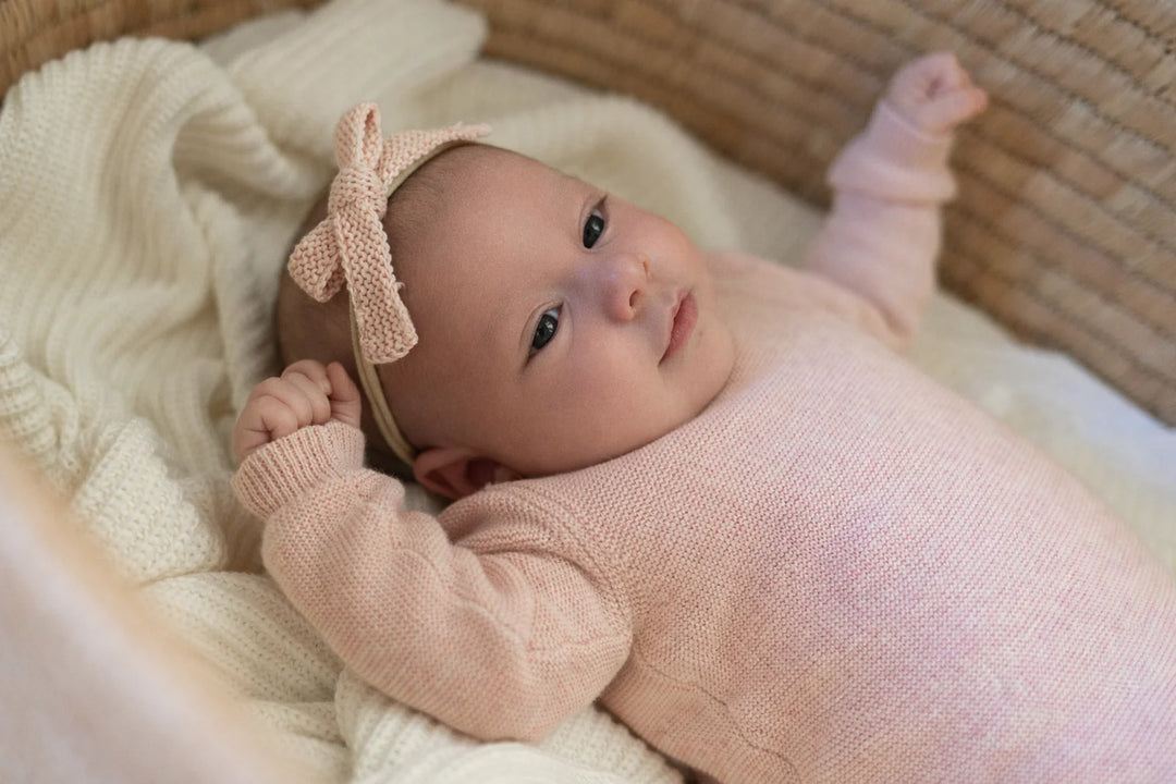 footie scalloped edge knit with vest and bonnet - roselle