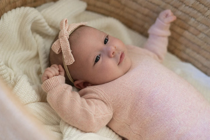 footie scalloped edge knit with vest and bonnet - roselle