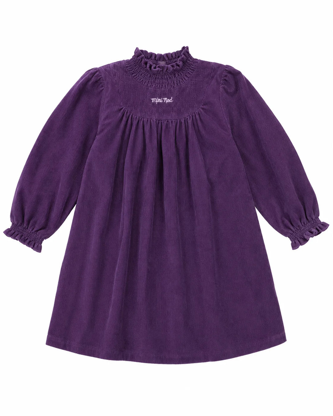 dress smocked upneck courduroy - purple