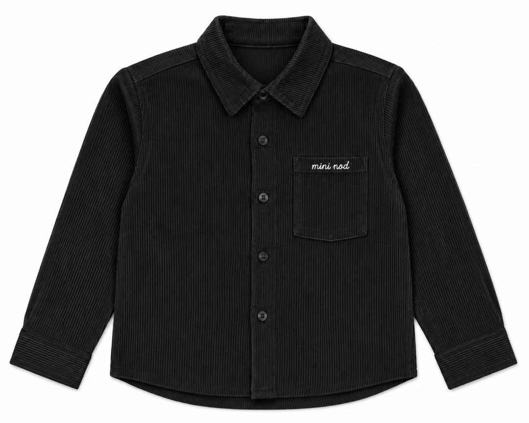 shirt l/s button down courduroy - black
