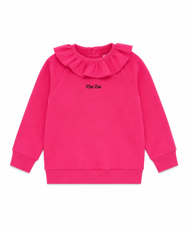 top l/s ruffle sweatshirt - hot pink
