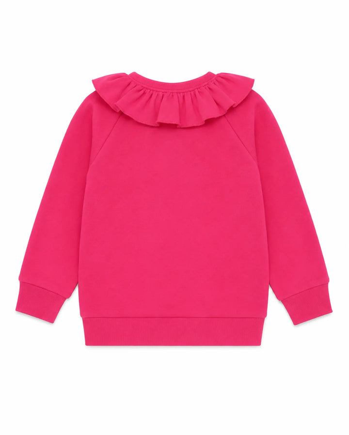 top l/s ruffle sweatshirt - hot pink