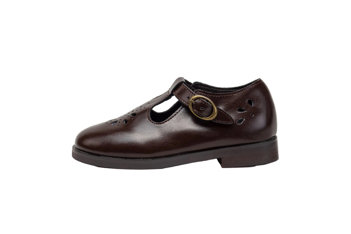 shoes brogue t straps - chocolate