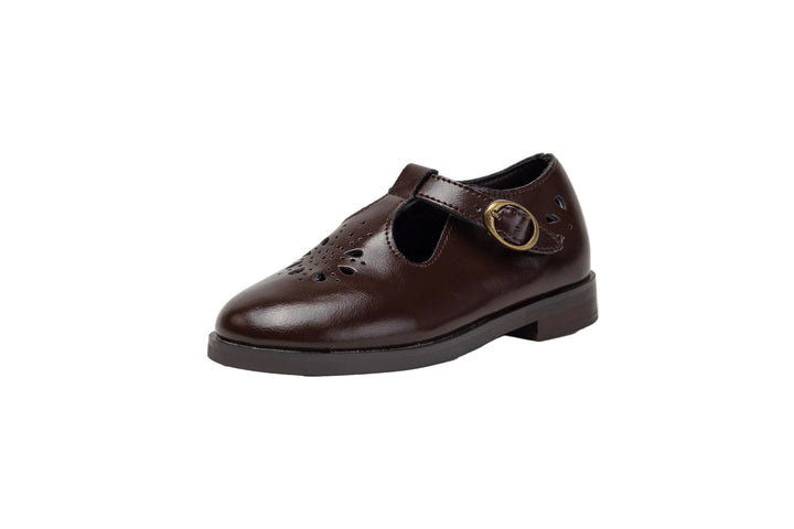 shoes brogue t straps - chocolate