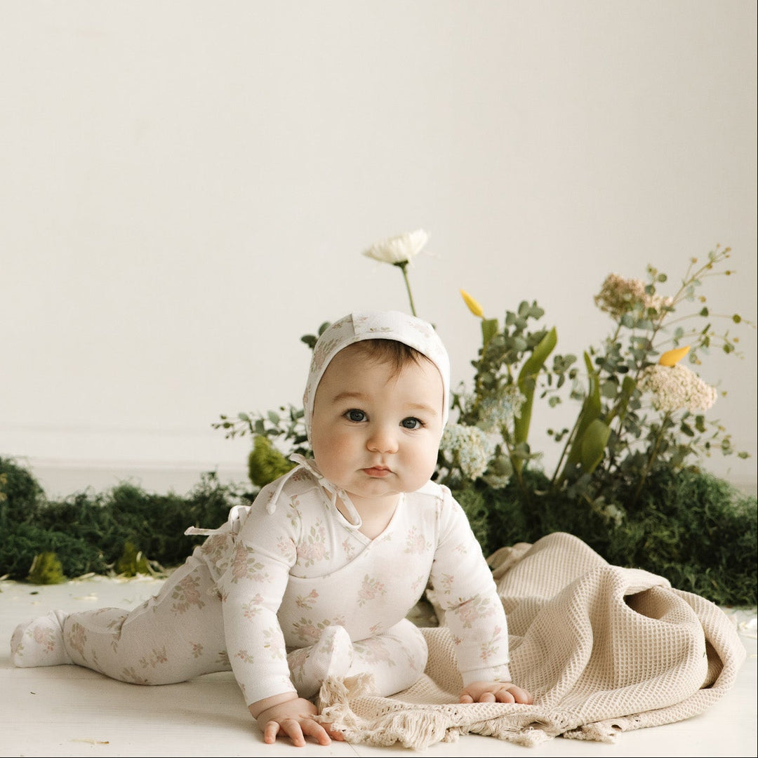 blanket waffle fringed - natural