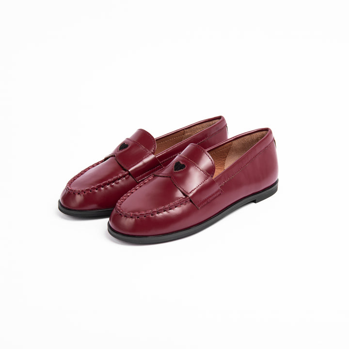 shoes clunky stella loafers with heart - burgundy leather