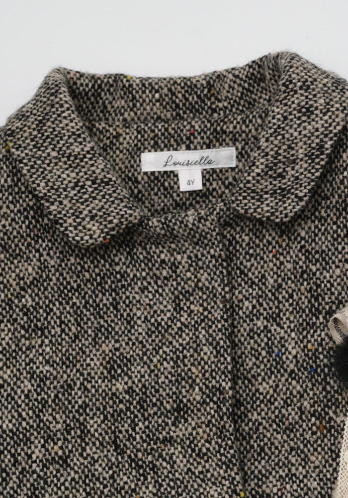 jacket speckled wool flowy - black