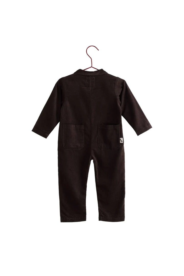 one piece corduroy henley romper - brown