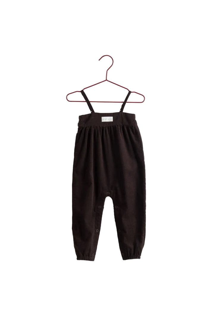 one piece corduroy spaghetti strap romper - brown