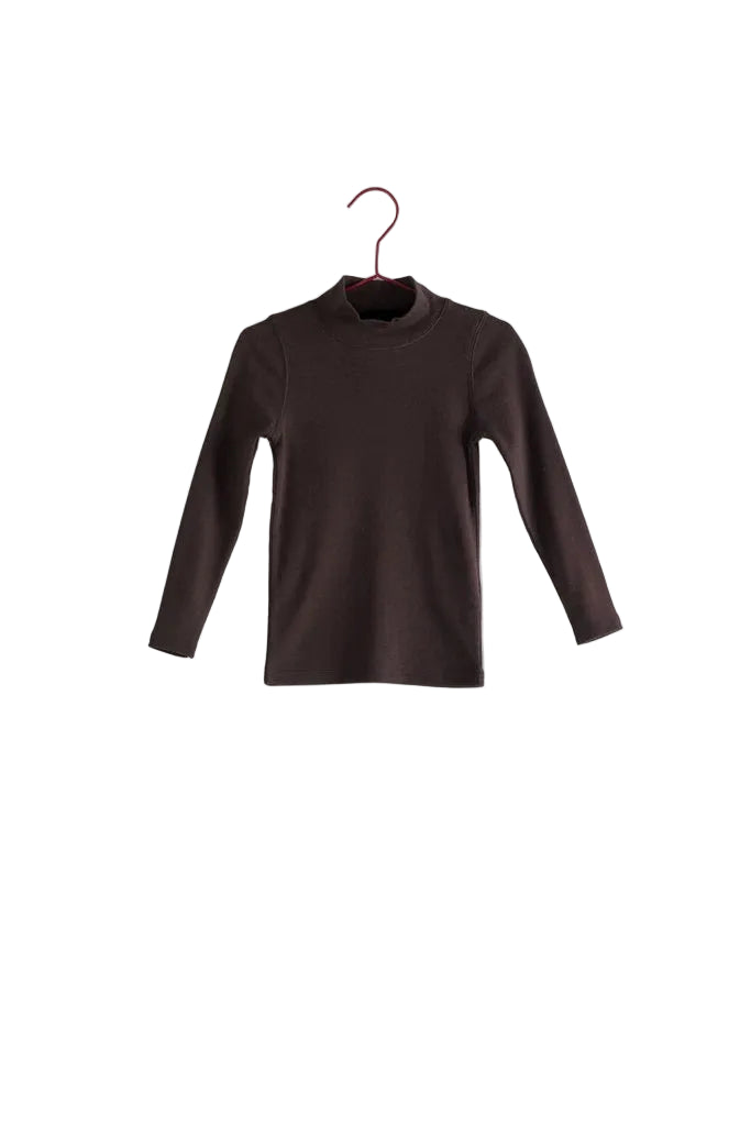 top l/s fitted knit turtleneck - brown