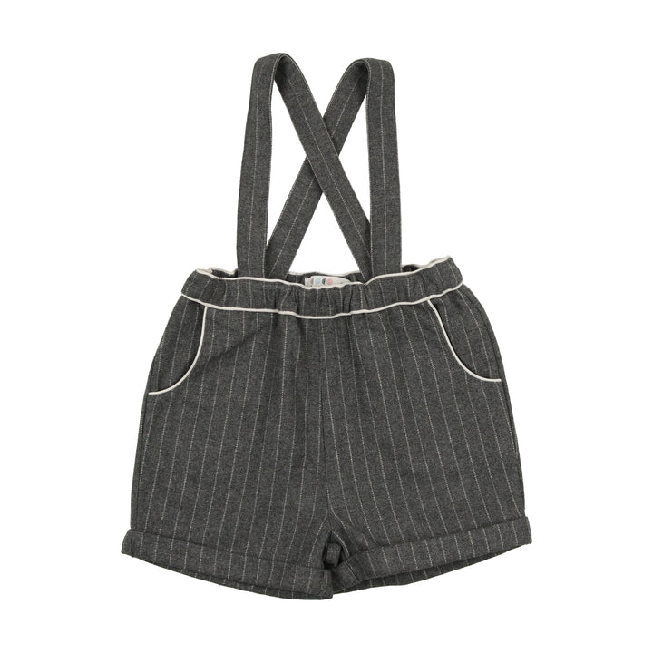 one piece pinstripe shorts suspenders - grey pinstripe