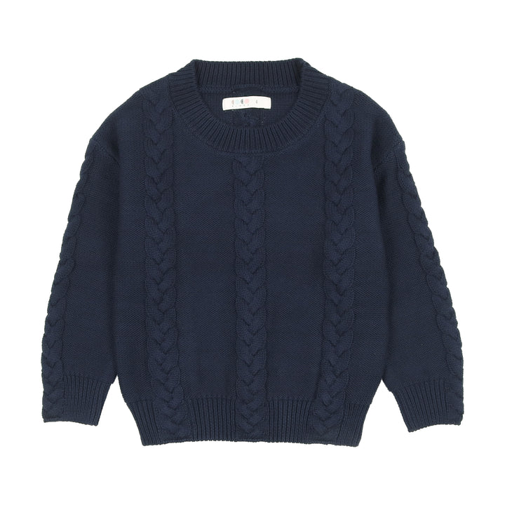 top l/s sweater cabled crew - navy