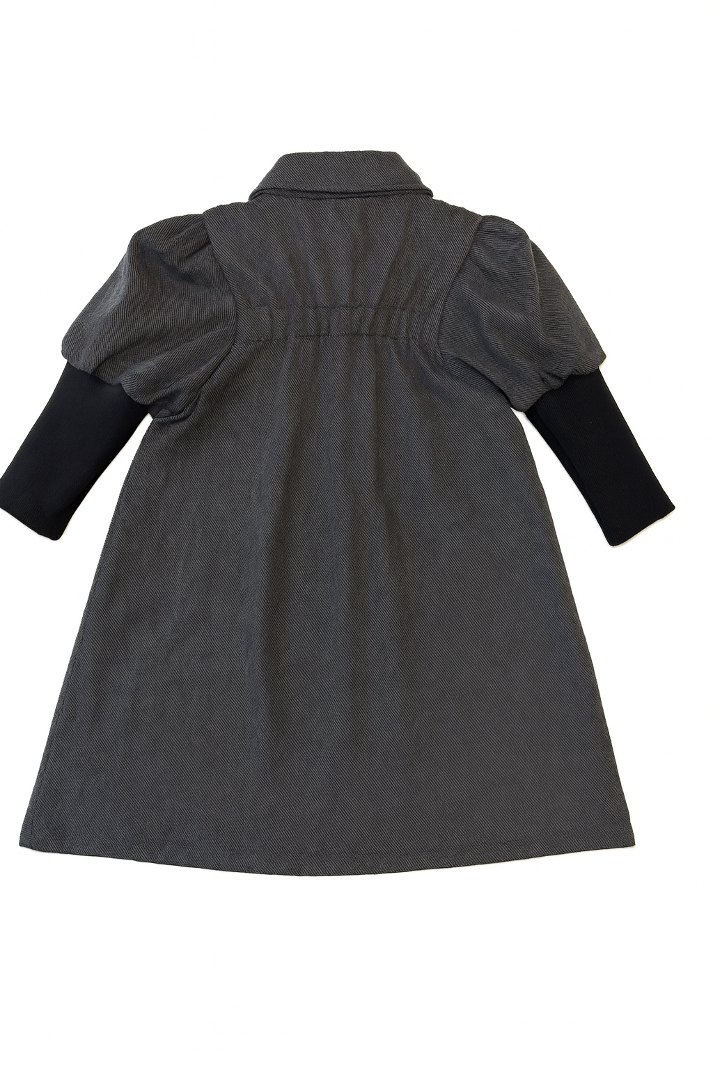 dress collared snap front with black sleeves - black denim