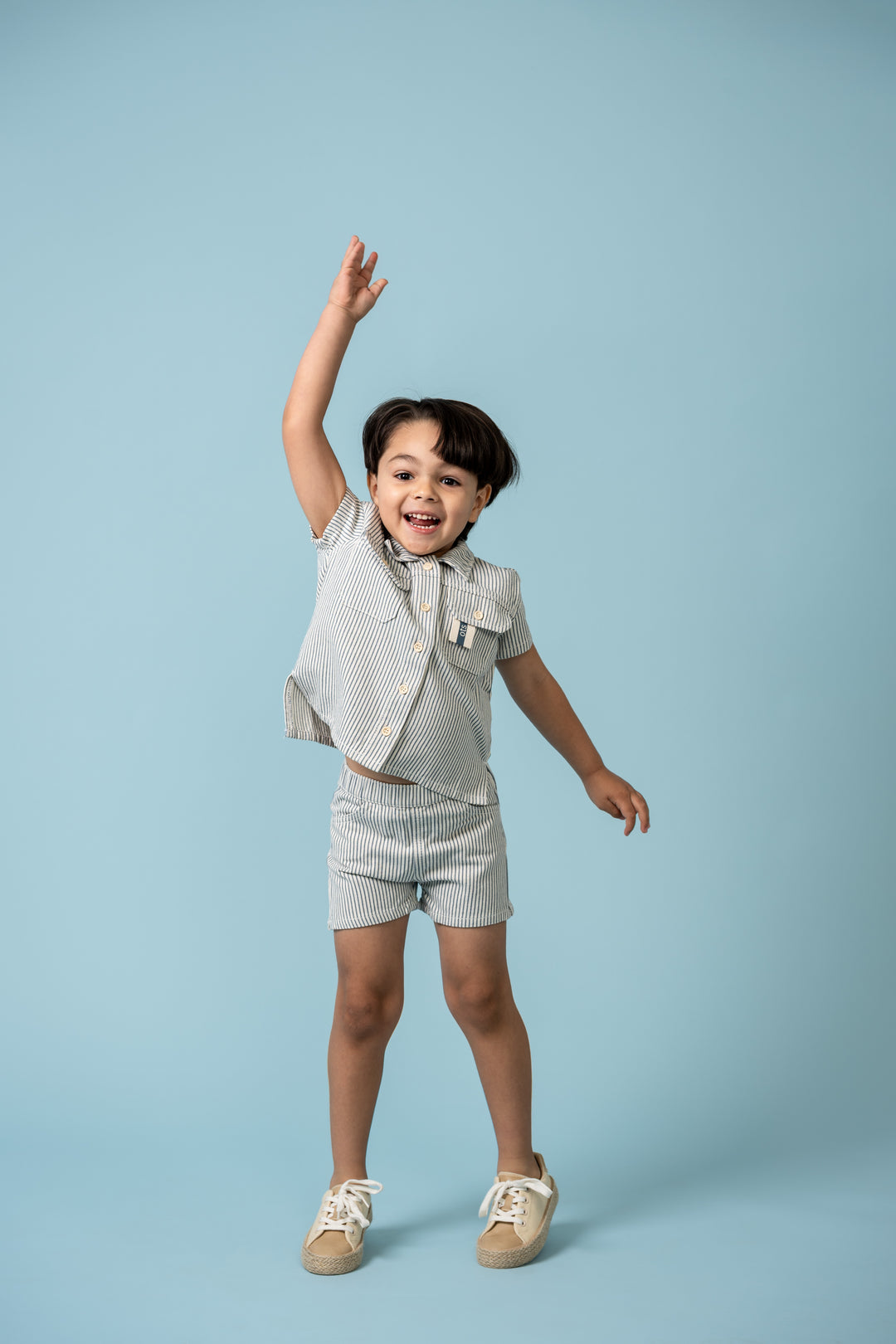 shorts stripe - blue/white denim