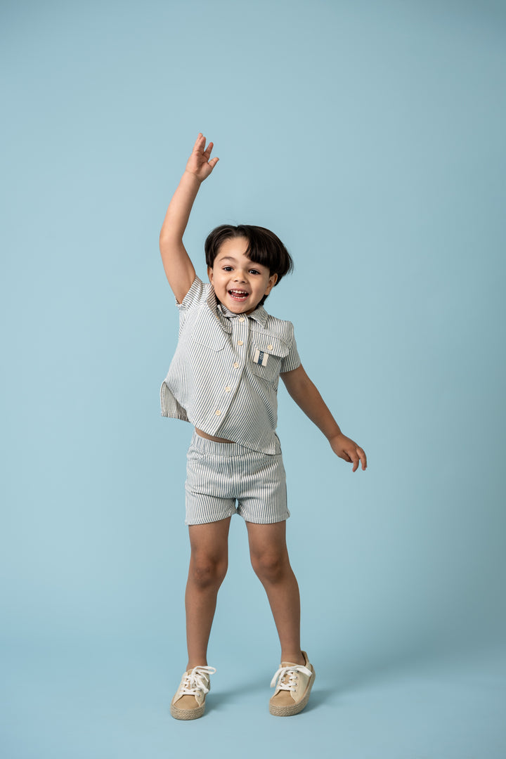 shorts stripe - blue/white denim