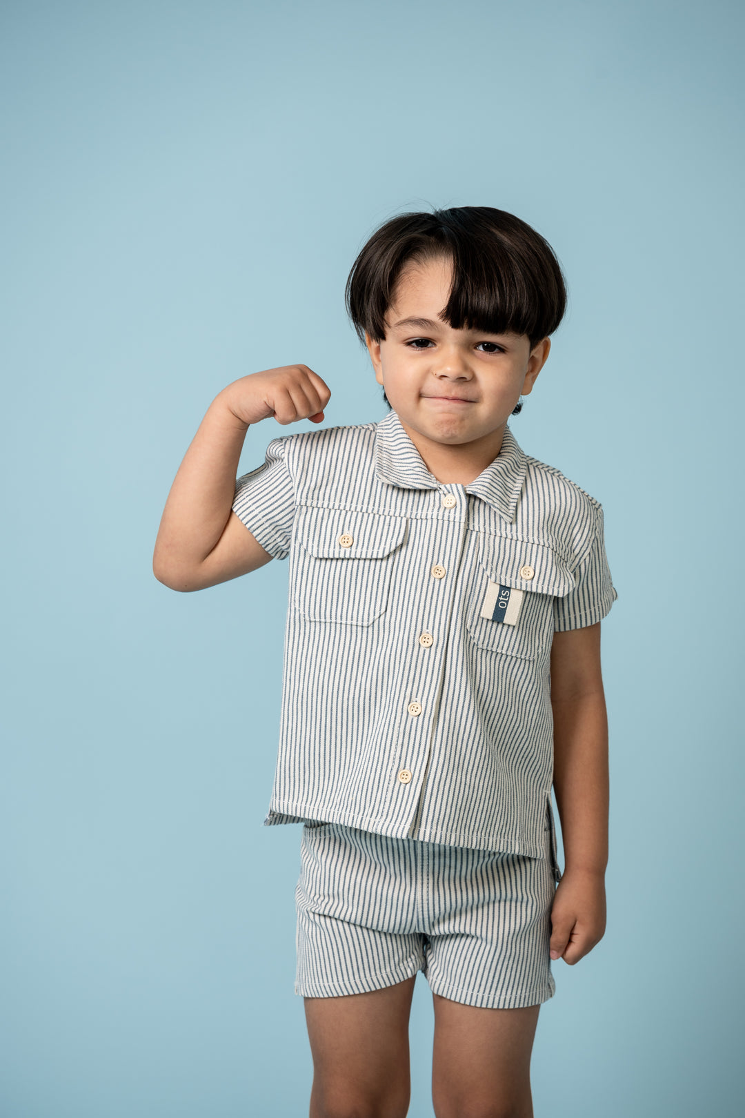 shirt s/s stripe - blue/white denim