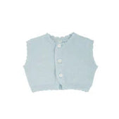 footie scalloped edge knit with vest and bonnet - celeste