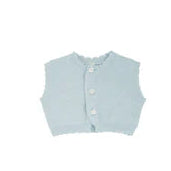set footie scalloped edge knit with vest bonnet and blanket - celeste
