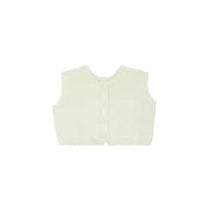 footie scalloped edge knit with vest and bonnet - cream
