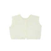 set footie scalloped edge knit with vest bonnet and blanket - cream