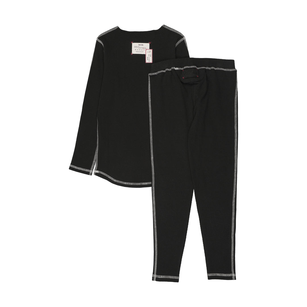 pajamas contrast top and pants - black