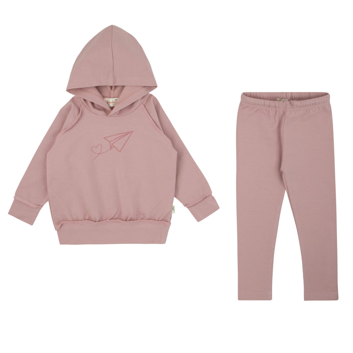 set outfit paper plane hoodie and pants - pale pink