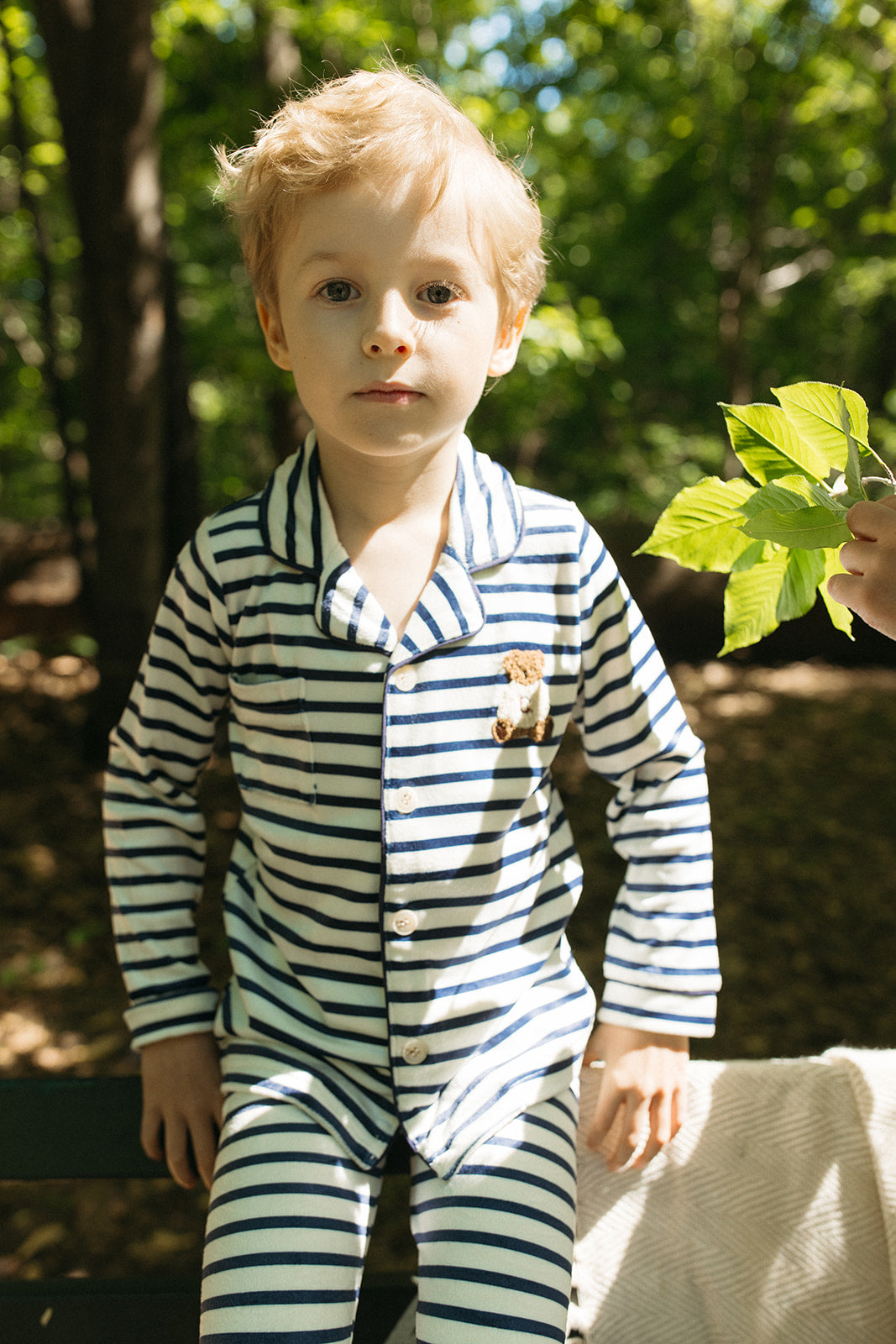 pajamas 2 piece striped teddy