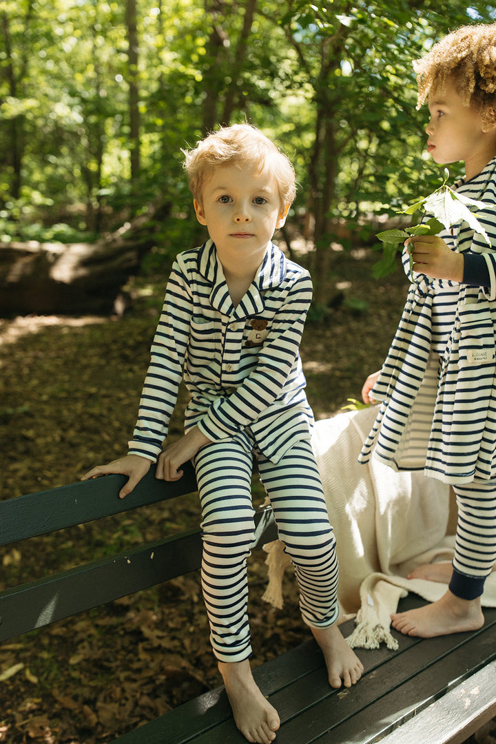 pajamas 2 piece striped teddy