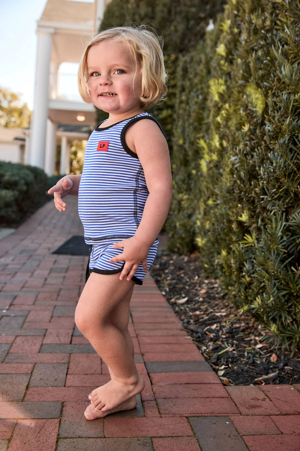 heart play baby tank set - royal blue/white