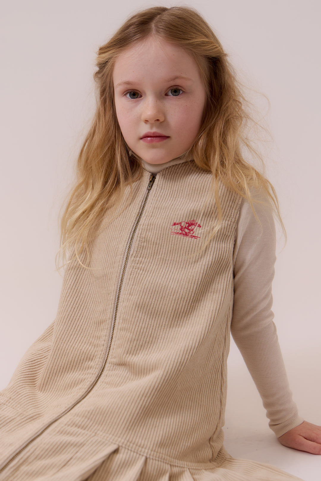 dress heavy corduroy pleated zip up jumper - oatmilk