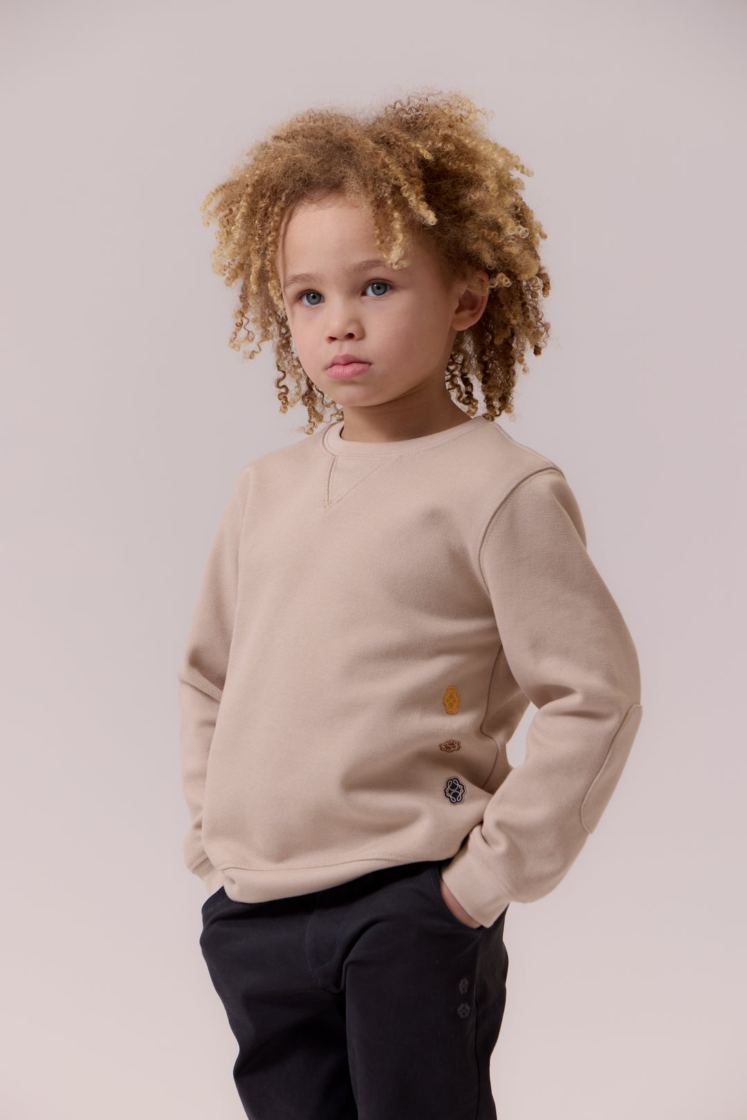 top l/s mini logo sweatshirt - stone