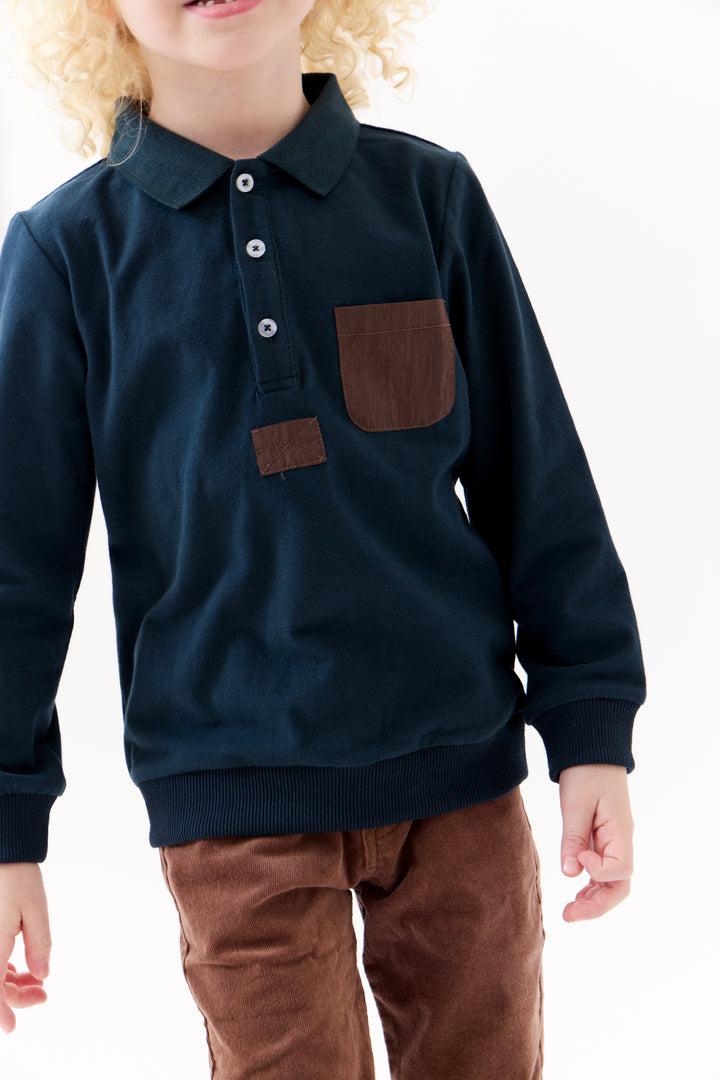 polo l/s plastic pocket - navy