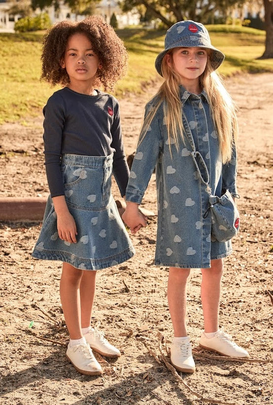 skirt denim hearts yoke - denim