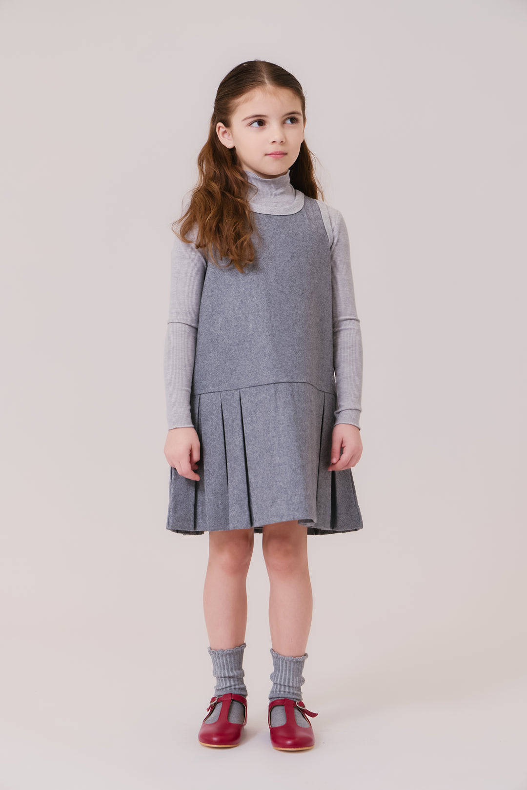 top l/s ribbed turtleneck - grey