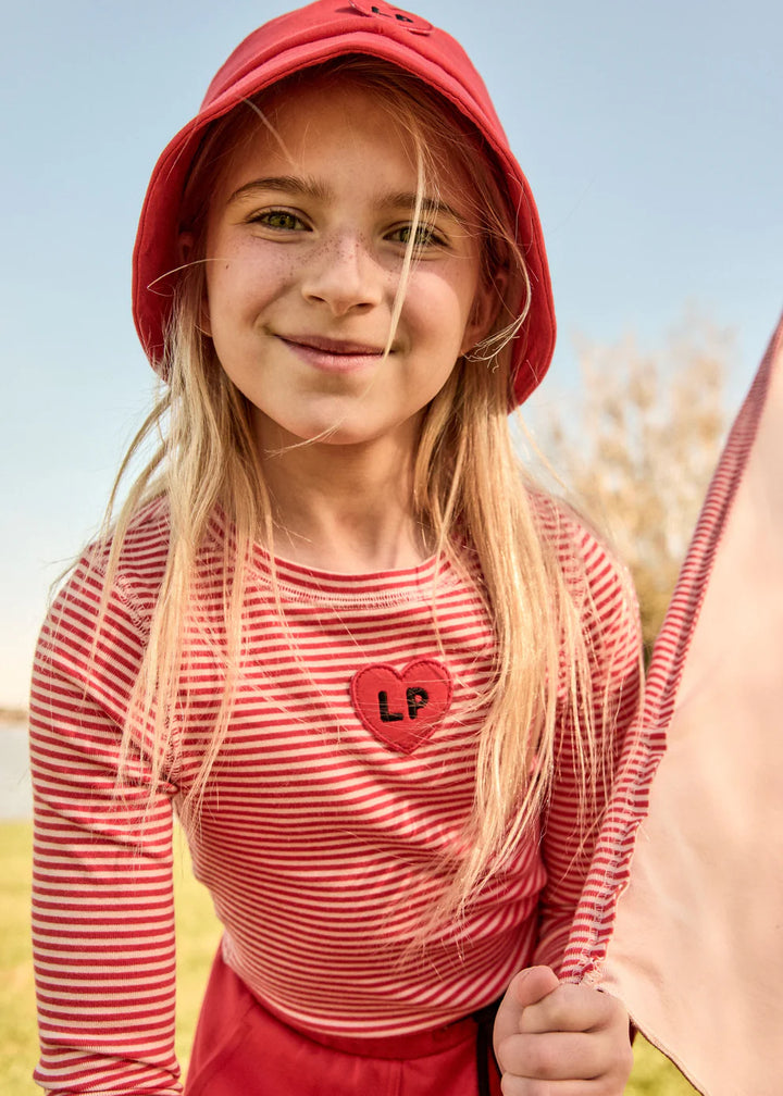 heart play long sleeve tee - coral/pink