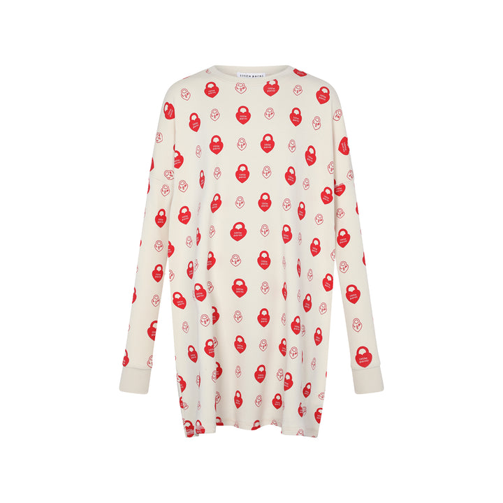 pajamas logo print tunic top and pants - red