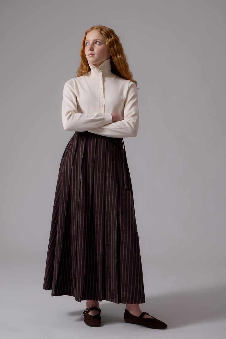 top l/s knit turtleneck cardigan - oatmilk