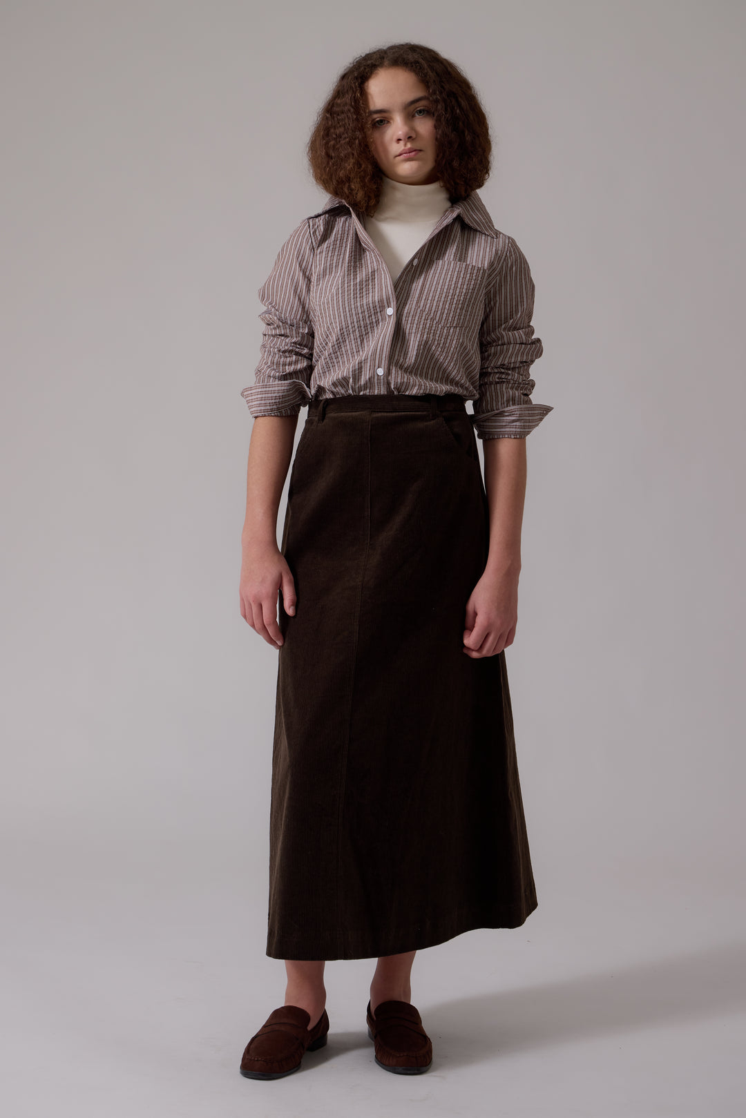 skirt midi corduroy - chocolate