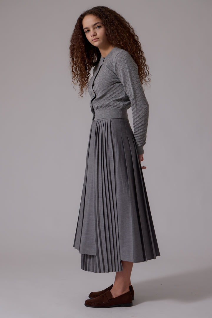 skirt multi stripe open pleated - grey